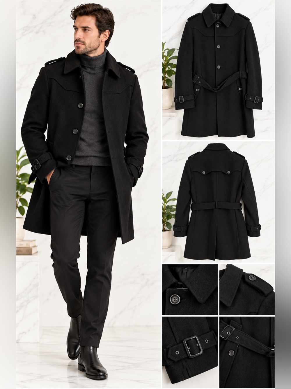 RENOMA - Paris Homme Black Wool Trench Coat. Bought in Korea